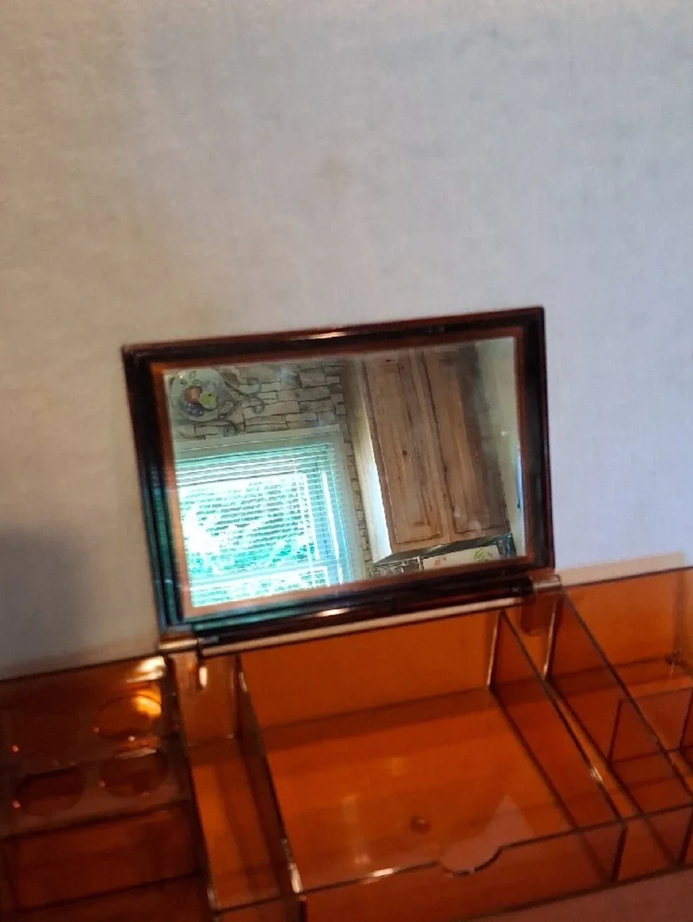 MCM Vanity Lucite  Organizer with Mirror - Amber Cosmetic Organizer